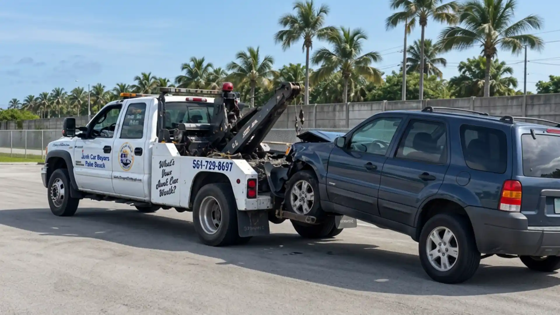 Photo-based illustration of a vehicle scene for Wrecked Cars Removal.